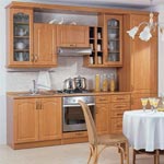 Кухня Оля, композиция кухонной мебели (тип фасада: Классика, цвет: ольха) без шкафа под плиту и столешниц