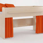Кровать-чердак Легенда-23 с занавесками (цвет: оранжевый)
