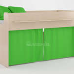 Кровать-чердак Легенда-3 с занавесками (цвет: светло-зеленый)
