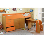 Кровать Карлсон Мини-5 с ящиками, шкафом и выкатным столом, спальное место: 70х186 см., без матраса.