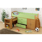 Кровать Карлсон Мини-8 с ящиками, шкафом и выкатным столом, спальное место: 70х186 см., без матраса.