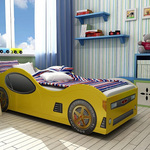 Кровать-машина Ягуар, спальное место 70х170 см. (без матраса). Цвет: желтый.