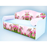 Диван-кровать Бабочка в розах (спальное место 70х160, без матраса).