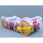 Кроватка-карета Розы с бабочкой (спальное место 70х160 см., без матраса).