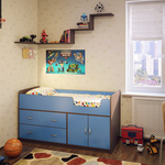 Детская кровать Милана-7, спальное место 70х160 см., без матраса. Цвет: корпус - венге, фасады - синий.