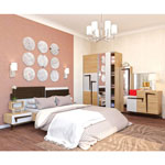 Спальня Интеро, состав набора: кровать 160 с тумбами (спальное место 160х200 см., без решетки и матраса), шкаф-купе, стеллаж-комод.