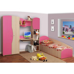 Детская мебель Тони, вариант 1. Состав набора: комбинированный шкаф Тони-1, кровать Тони одинарная (спальное место 70х186 см., без матраса).