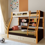 Двухъярусная кровать Рио (спальное место: 80х190 см., - верхнее, 120х190 см. - нижнее), без матрасов