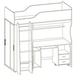 Схема набора мебели Мишутка, состоящего из кровати-чердака, шкафа-купе и стола.
