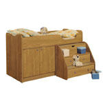 Детская кроватка Мини 007 М-3, с выдвижным столом и ящиками. Спальное место 80х160 см., без матраса. Цвет: ольха/ольха.