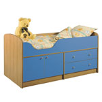 Детская кроватка Мини 007 М-4, с комодом. Спальное место 80х160 см., без матраса. Цвет: бук/светло-синий.