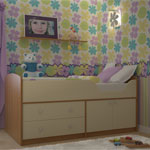 Детская кроватка Мини 007 М-4, с комодом. Спальное место 80х160 см., без матраса. Цвет: вишня/бежевый.