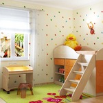 Детская мебель Маугли, набор №3. Состав набора: стол, кровать (спальное место 80х190 см., без матраса), комод, тумба, лесенка.