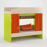 Кровать-чердак Легенда-10 с занавесками (цвет: оранжевый)
