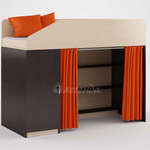 Кровать-чердак Легенда-11 с занавесками (цвет: оранжевый)
