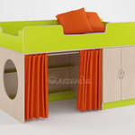 Кровать-чердак Легенда-2 с занавесками и наволочками (цвет: оранжевый)
