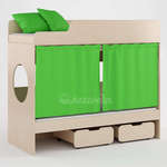Кровать-чердак Легенда-3 с занавесками (цвет: светло-зеленый)
