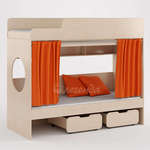 Кровать-чердак Легенда-7 с занавесками (цвет: оранжевый)
