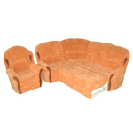 Кресло и угловой диван Миланта в разложенном виде
