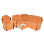 Кресло и угловой диван Миланта с открытым бельевым ящиком
