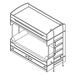 Кровать 2-х ярусная, без лестницы, без матраса, спальное место 190х90 см. Цвет: тёмная груша (337.52-Т) / светлая груша (337.52-СВ).
