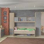 Детская Доминика (композиция 2), состав набора: комод, пенал, кровать-трансформер (спальное место 80х180 см., без матраса), шкаф 2-х дверный.