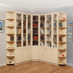 Библиотека (композиция 4), состав набора: шкаф торцевой, шкаф комбинированный 40, шкаф комбинированный 60, шкаф угловой комбинированный, шкаф комбинированный 80, шкаф комбинированный 40, шкаф торцевой.