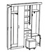 Прихожая Дебют-5. Комплектация: справа - шляпная полка, два 3-х рожковых крючка. Декоративная труба в центре за распашной дверью - три распашные полки. На двери - зеркало с пескоструйным рисунком. Два выдвижных ящика, под ними - ниша для пуфа. Пуф на колесных опорах. Слева за распашными дверями - шляпная полка и выдвижная штанга. шкаф оснащен подсветкой. В комплект входит галогеновый светильник. Необходимо доукомплектовать комплектом электроустановочным 07000000.