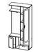 Прихожая Кармен-1. Комплектация: Слева внизу - отделение с распашной дверью, посередине - открытая ниша, справа - два выдвижных ящика. За распашной дверью с зеркалом - три полки. Модель установлена на пластиковые попоры, не регулируемые по высоте.