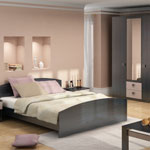 Спальня Люсси-1, состав набора: кровать (спальное место 160х200 см., без решетки и матраса), тумбы прикроватные - 2 шт., шкаф для одежды, комод.