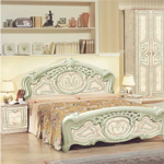 Мебель для спальни Анастасия, композиция №5. Цвет - салатовый. Состав композиции: кровать, прикроватная тумба (2 шт), комод, шкаф 6-и дверный, зеркало.