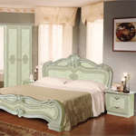 Мебель для спальни Донна, композиция №2. Цвет - салатовый. Состав композиции: кровать, прикроватная тумба (2 шт), комод, шкаф 4-х дверный, зеркало.
