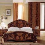 Мебель для спальни Паола, композиция №6. Цвет - орех. Состав композиции: кровать, прикроватная тумба (2 шт), комод, шкаф 3-х дверный, зеркало.