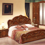 Мебель для спальни Вирджиния, композиция №1. Цвет - орех. Состав композиции: кровать, прикроватная тумба (2 шт), комод, шкаф 6-и дверный, зеркало.