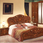 Мебель для спальни Виттория, композиция №1. Цвет - орех. Состав композиции: кровать, прикроватная тумба (2 шт), комод, шкаф 6-и дверный, зеркало.