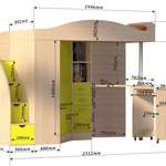 Кровать-чердак Юниор-4 схема с размерами
